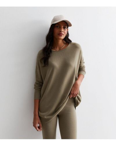 Gini London Soft Touch Crew Neck Oversized Top - Brown