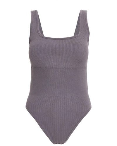 Quiz Grey Seamless Bodysuit Nylon - Purple