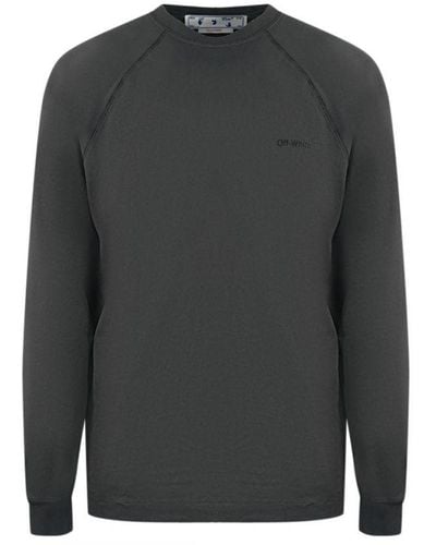 Off-White c/o Virgil Abloh Off- Skate Fit Diag Outline Long Sleeve T-Shirt - Grey