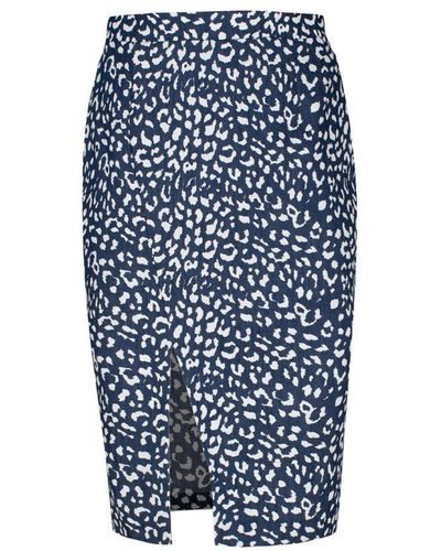 Conquista Gabardine Kokerrok Met Print - Blauw