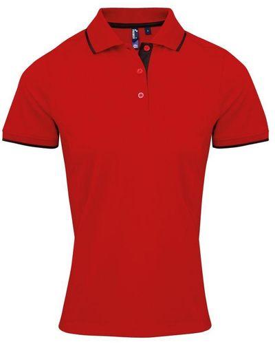 PREMIER Ladies Contrast Coolchecker Polo Shirt (/) - Red