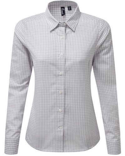 PREMIER Ladies Maxton Check Long Sleeve Shirt (/) - Grey