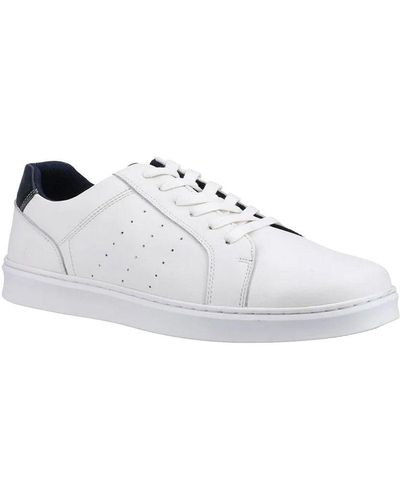 Hush Puppies Mason Leather Lace Up Trainers (wit)
