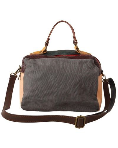 EBARRITO Multicolour Leather Shoulder Strap Top Handle Messenger Bag - Black