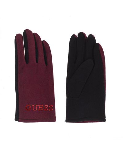 Guess Gloves With Sequin Logo And Thermal And Soft Fabric Aw6825-wol02 Woman - Purple