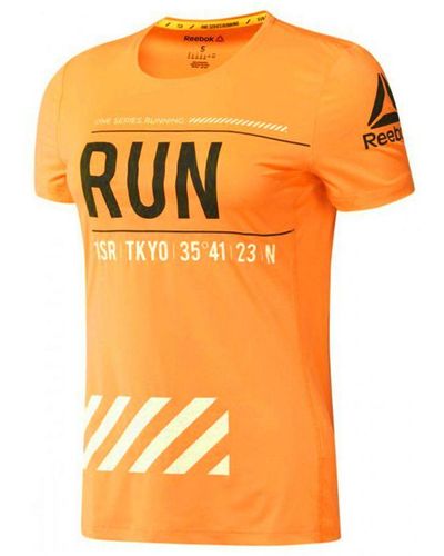 Reebok Running Tee Neon Orange Training Top Gym T-shirt Bk1186