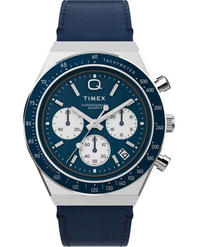 Timex Q Diver Chrono Watch Tw2W51700 Leather (Archived) - Blue