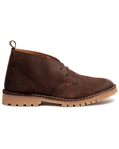 Osprey London 'the Monty' Chocolate Suede Lace Up Boot Leather - Brown