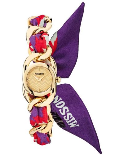 Missoni Gioiello Gold Watch Mwsl01222 Stainless Steel - Purple