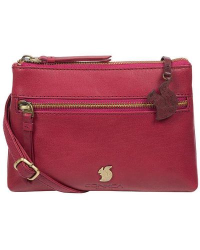 Conkca London 'sweetie' Orchid Leather Cross Body Bag - Red