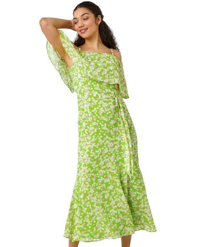 D.u.s.k Spot Print Overlay Chiffon Maxi Dress - Green