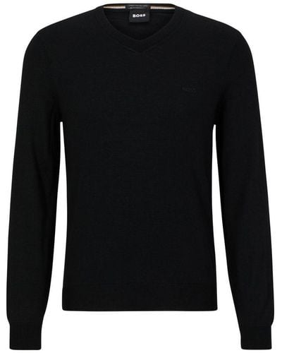 BOSS Hugo Boss Baram-L V-Neck Knitwear - Black