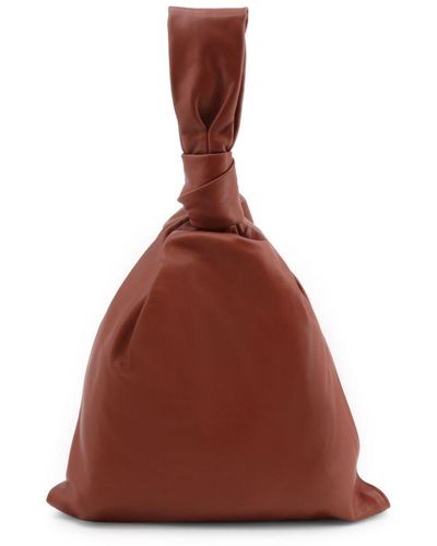 Bottega Veneta Leather Handbag With Zip Closure And Pack Handle - Brown
