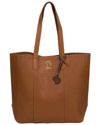 Conkca London 'Hardy' Saddle Vegetable-Tanned Leather Shopper Bag - Brown