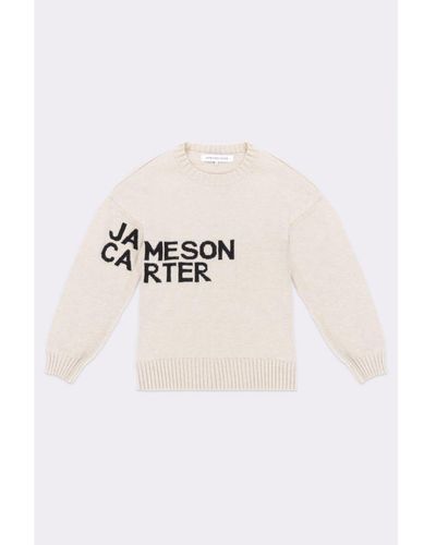 Jameson Carter Ruth Knit Loose Fit Crew Neck Jumper - White