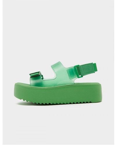 Melissa Womenss Brave Papete Platform Sandals - Green