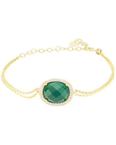 LÁTELITA London Beatrice Oval Gemstone Bracelet Gold Green Onyx Sterling Silver