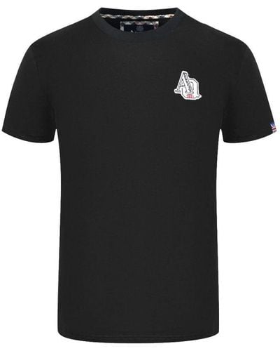 Aquascutum "1851 Aq" Logo T-Shirt - Black