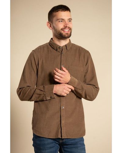 French Connection Cotton Cord Long Sleeve Shirt - Brown