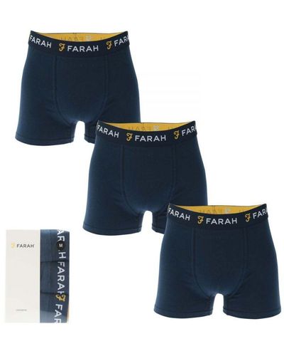 Farah Men's Aveleer 3 Pack Boxer Shorts In Navy - Blauw