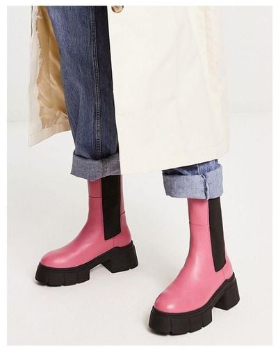 ASOS Adelphi Premium Leather Chelsea Boots - Pink