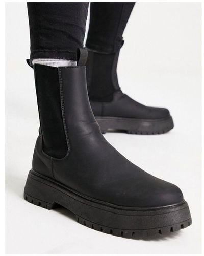 ASOS Chelsea Calf Boots With Chunky Sole - Black