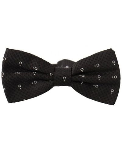 Dolce & Gabbana Black White Polka Dot 100% Silk Neck Papillon Tie