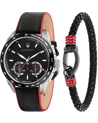 Maserati Horloge Traguardo Cadeauset Zwart