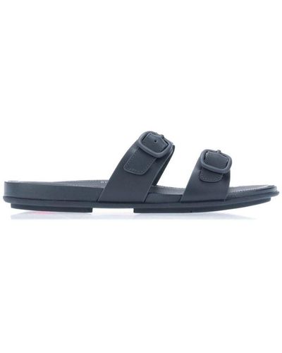 Fitflop Womenss Fit Flop Gracie Rubber-Buckle Two-Bar Sandals - Blue