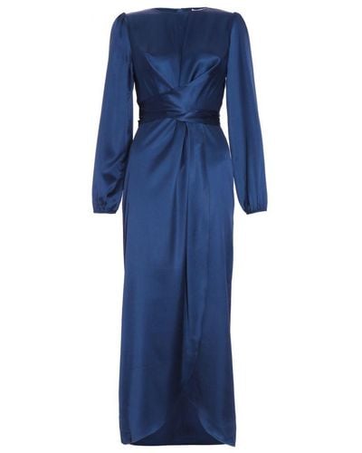 Quiz Navy Satin Wrap Midaxi Dress - Blue