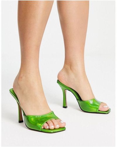 TOPSHOP Wide Fit Sami High Heeled Mules - Green