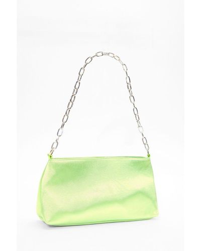 Quiz Lime Satin Shoulder Bag - Green