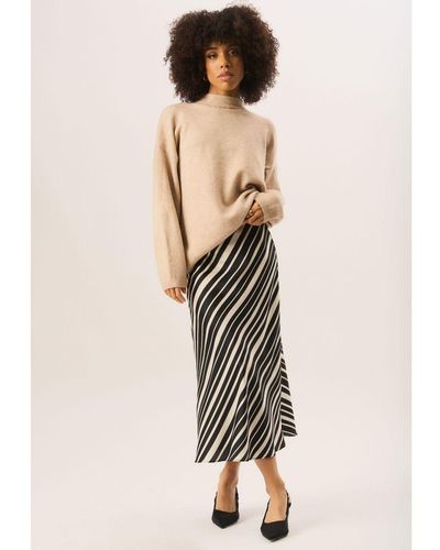 Gini London Bias Stripe Assymetric Skirt - Natural