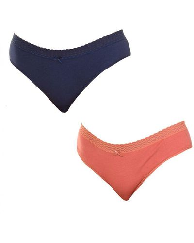 DIM Pack-2 Hipster Knickers With Matching Interior Lining D09Ak - Blue