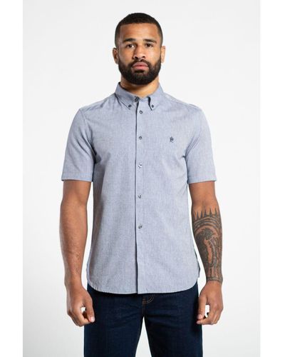 French Connection Cotton Short Sleeve Oxford Shirt - Blue