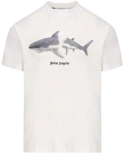 Palm Angels Classic Shark Design T-Shirt - White