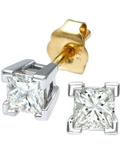 DIAMANT L'ÉTERNEL Dames 9ct Geel- En Witgoud 0,50 Ct Princess Cut Diamond Solitare-oorbellen - Metallic