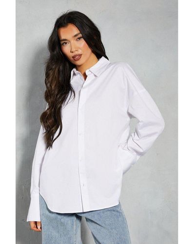 MissPap Oversized Open Back Shirt Cotton - White