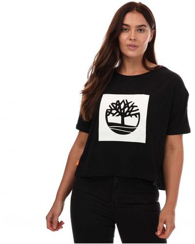 Timberland Kort T-shirt Met Logo Voor , Zwart