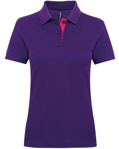 Asquith & Fox Ladies Short Sleeve Contrast Polo Shirt (/ ) - Purple