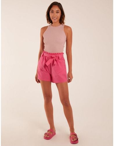 Blue Vanilla Vanilla Belted Shorts - Pink