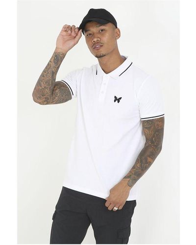 Good For Nothing White Short Sleeve Polo Shirt With Contrast Tipping