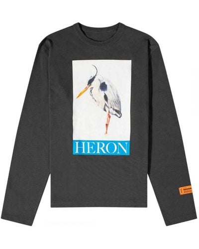 Heron Preston Boxed Painted Bird Logo Long Sleeved T-Shirt - Blue
