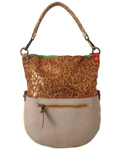 EBARRITO Multicolour Genuine Leather Shoulder Strap Tote Handbag Leather - Brown