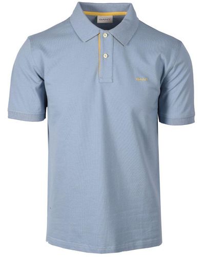 GANT Contrast Collar Ss Polo Shirt Dove - Blue