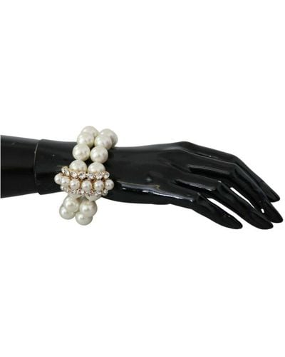 Dolce & Gabbana Translucent Crystal Faux Pearl Bracelet - Black