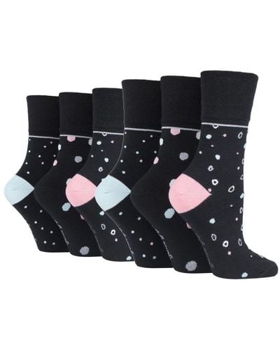 Gentle Grip 6 Pairs Ladies Non Elastic Socks - Solrh219 Cotton - Black