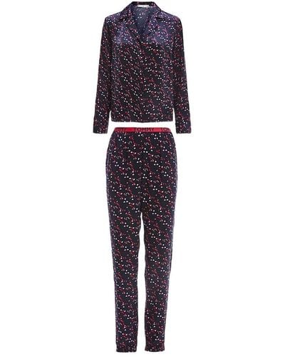 Tommy Hilfiger Jeans Pyjamas In Black Print Cotton - Blue