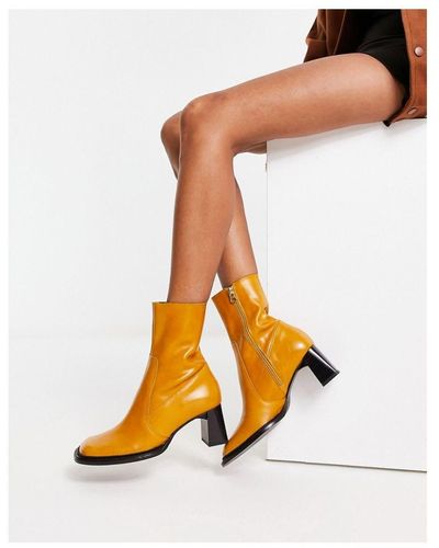 ASOS Rueben Premium Leather Mid-Heeled Boots - Multicolour