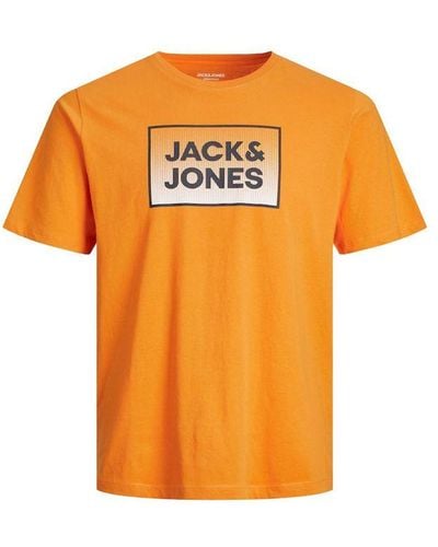 Jack & Jones Round Neck T Shirt Short Sleeve - Orange